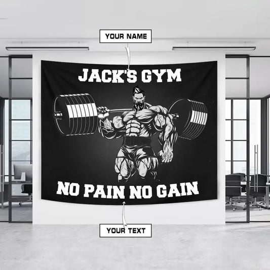 Personalized  Motivational Gym Flags Banners | No Pain No Gain 009