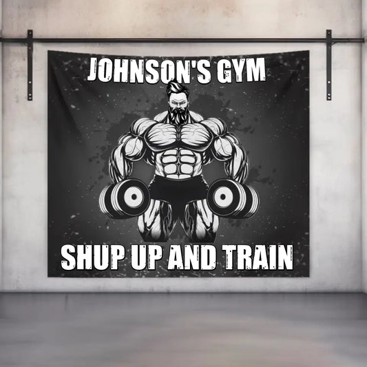 Personalized Gym Flags Banners | Shut Up And Train 001