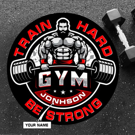 Round Rug For Personalized Bodybuilding Home Gym Decor | Train Hard Be Strong 016