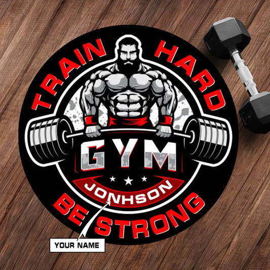 Round Rug For Personalized Bodybuilding Home Gym Decor | Train Hard Be Strong 016