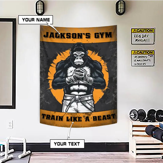 Personalized Motivational Gozila Gym Flags Banners Home Decor 028