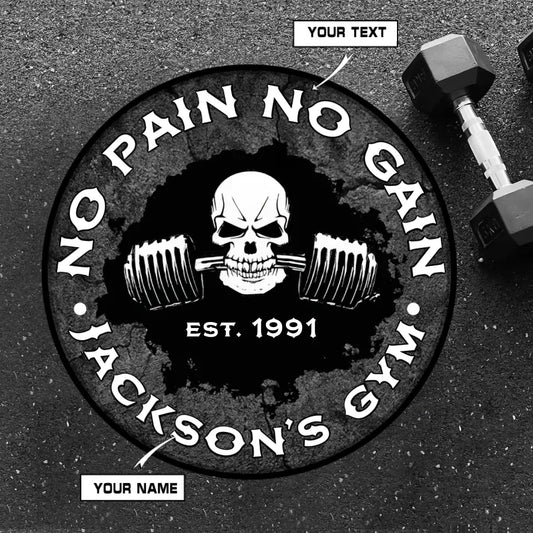 Personalized Motivation Gym Round Rug - Skull Gym Home Decor 042