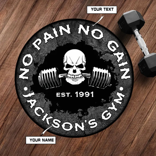 Personalized Motivation Gym Round Rug - Skull Gym Home Decor 042