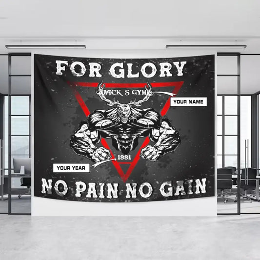 For Glory No Pain No Gain Customizable Motivational Gym Home Gym Decor 066