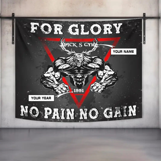 For Glory No Pain No Gain Customizable Motivational Gym Home Gym Decor 066