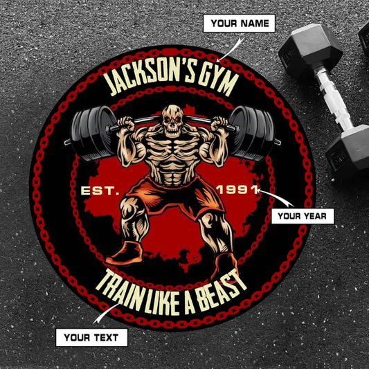 Skull Fitness Round Rug Home Gym Decor Train Like A Beast 068