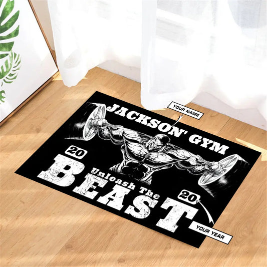 Personalized Motivation Unleash The Beast Home Gym Doormat 108