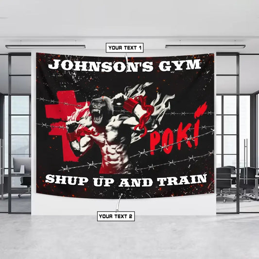 Personalized Gym Banner Tapestry Home Gym Decor Boxing Gym Gorilla106