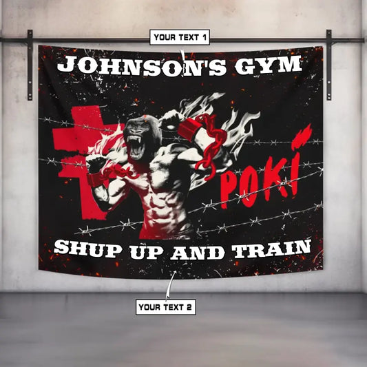 Personalized Gym Banner Tapestry Home Gym Decor Boxing Gym Gorilla106