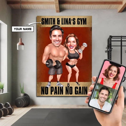 Personalized Bodybuilding Cartoon Wall Art for Valentine's Day 117