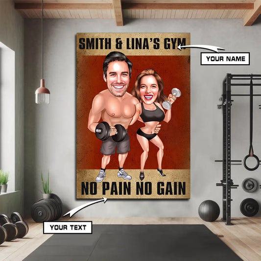 Personalized Bodybuilding Cartoon Wall Art for Valentine's Day 117