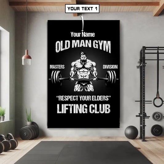 Personalized Motivation Canvas Wall Art Old Man Gym 004