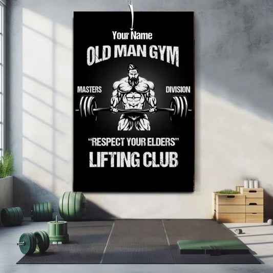 Personalized Motivation Canvas Wall Art Old Man Gym 004