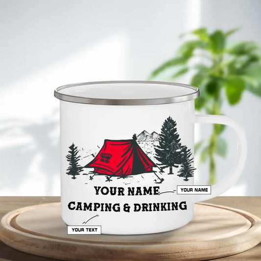 Personalized Vintage Enamel Cups - Birthday Gift For Camping Friends 025