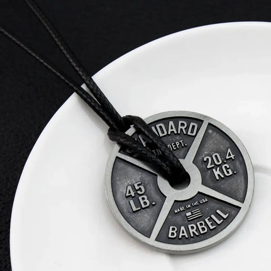 Men's Stainless Steel Fitness Gym Necklace with Weight Plate Pendant 023