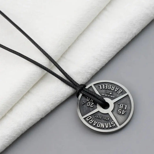 Men's Stainless Steel Fitness Gym Necklace with Weight Plate Pendant 023