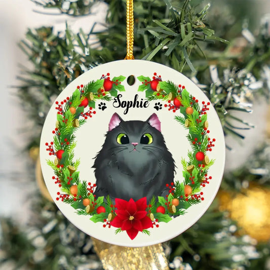 Personalized Cat Ceramic Ornament - Christmas Gifts 058
