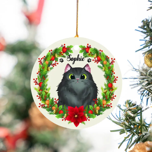 Personalized Cat Ceramic Ornament - Christmas Gifts 058